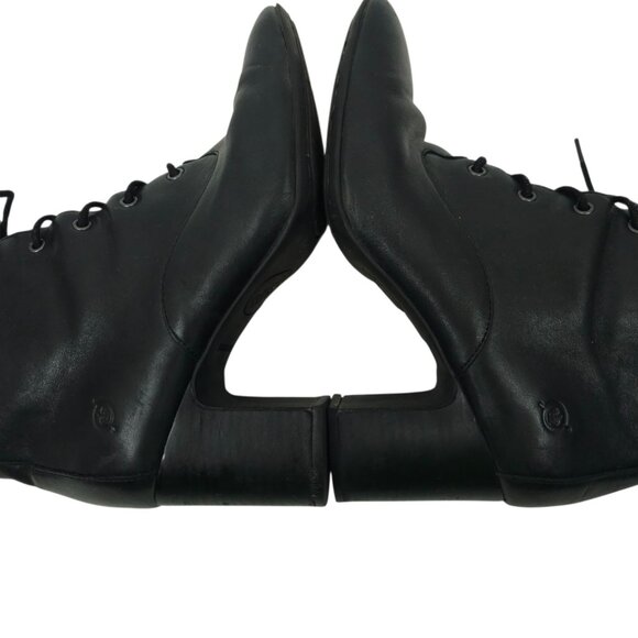 Born Ankle Boots Womens 9.5 M Leather Block Heel Side Zip Lace Up Black F56003 - Picture 14 of 16